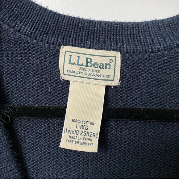 LL Bean Navy Blue Long Line  V-neck Grandpa Cardigan - Picture 3 of 5